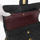 CHANEL Chain Matelasse 25 Shoulder Bag Lamb Skin Black Gold CC Auth ka829SAV-21