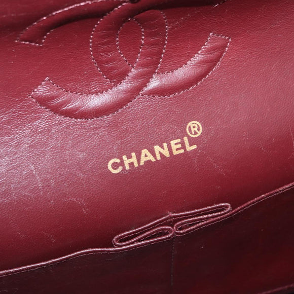 CHANEL Chain Matelasse 25 Shoulder Bag Lamb Skin Black Gold CC Auth ka829SAV