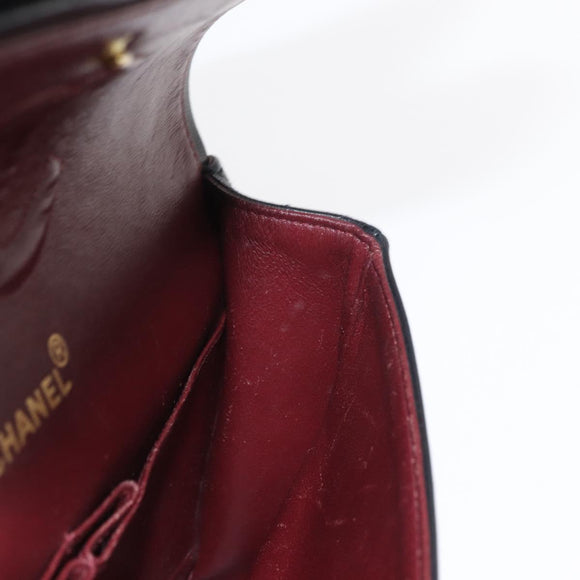 CHANEL Chain Matelasse 25 Shoulder Bag Lamb Skin Black Gold CC Auth ka829SAV