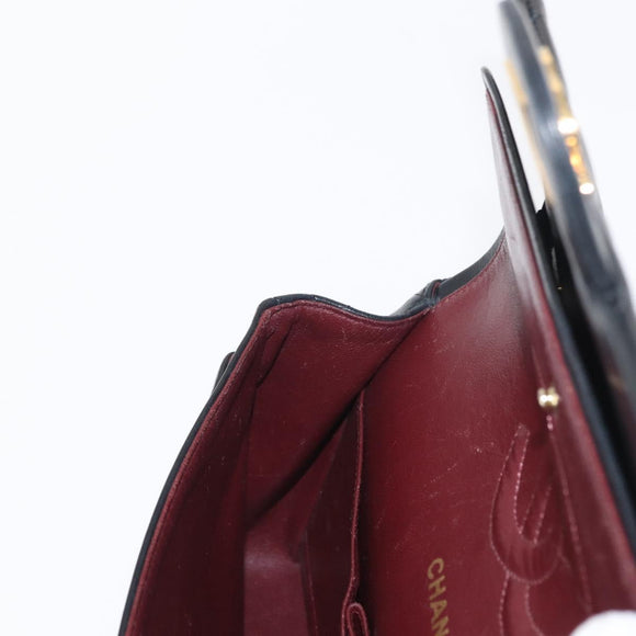 CHANEL Chain Matelasse 25 Shoulder Bag Lamb Skin Black Gold CC Auth ka829SAV