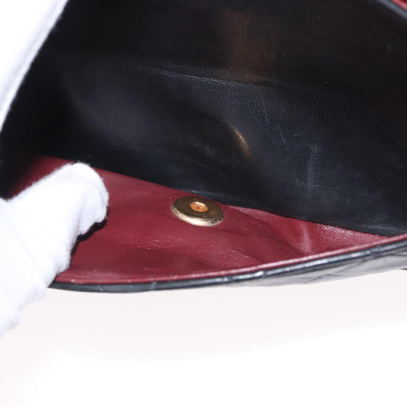 CHANEL Chain Matelasse 25 Shoulder Bag Lamb Skin Black Gold CC Auth ka829SAV