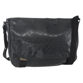 GUCCI GG implementation Bag Coated Canvas Black Silver 201725 Auth ka831