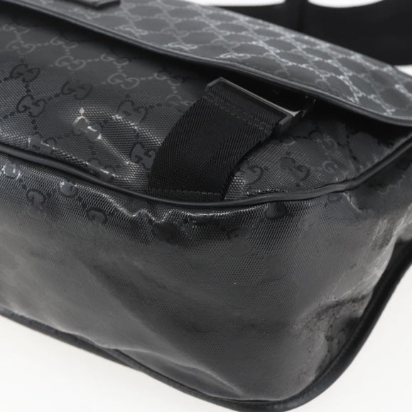 GUCCI GG implementation Bag Coated Canvas Black Silver 201725 Auth ka831