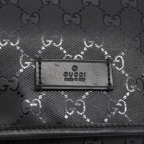 GUCCI GG implementation Bag Coated Canvas Black Silver 201725 Auth ka831