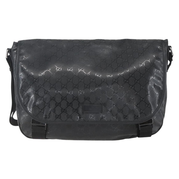 GUCCI GG implementation Bag Coated Canvas Black Silver 201725 Auth ka831