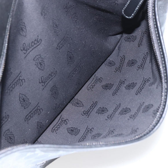 GUCCI GG implementation Bag Coated Canvas Black Silver 201725 Auth ka831