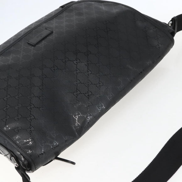 GUCCI GG implementation Bag Coated Canvas Black Silver 201725 Auth ka831