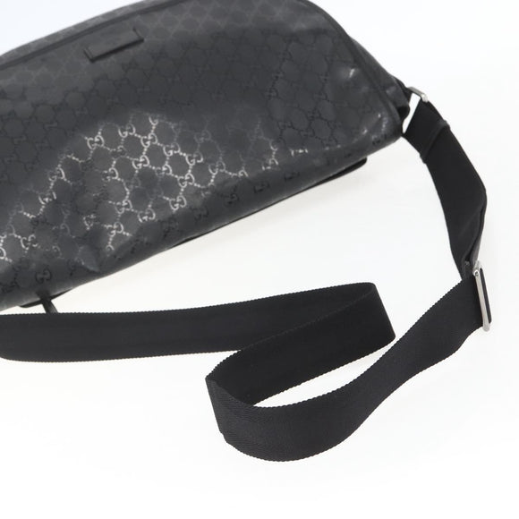 GUCCI GG implementation Bag Coated Canvas Black Silver 201725 Auth ka831