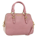 Miu Miu Hand Bag Leather 2way Pink Gold Auth ka838-1