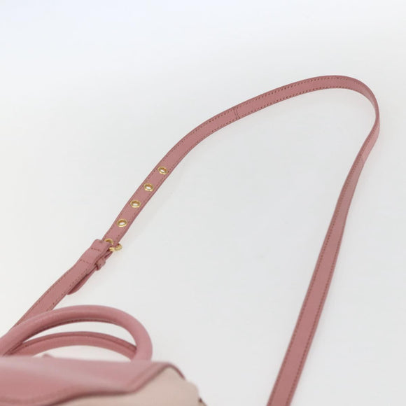 Miu Miu Hand Bag Leather 2way Pink Gold Auth ka838