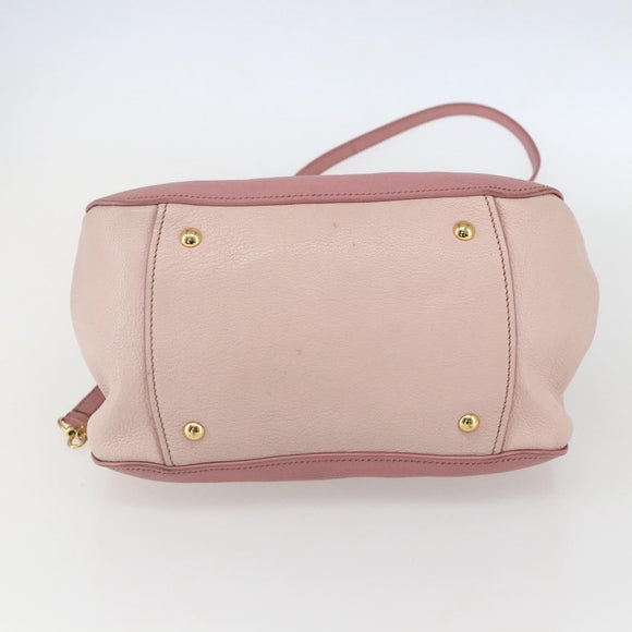 Miu Miu Hand Bag Leather 2way Pink Gold Auth ka838