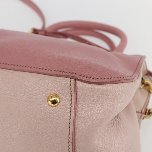 Miu Miu Hand Bag Leather 2way Pink Gold Auth ka838