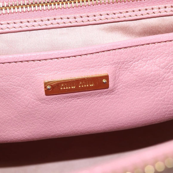 Miu Miu Hand Bag Leather 2way Pink Gold Auth ka838