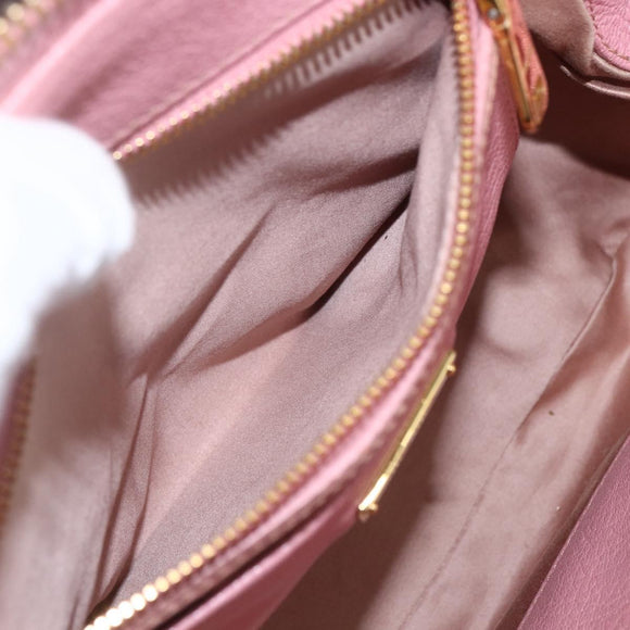 Miu Miu Hand Bag Leather 2way Pink Gold Auth ka838