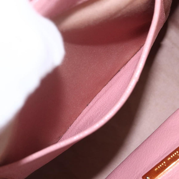 Miu Miu Hand Bag Leather 2way Pink Gold Auth ka838