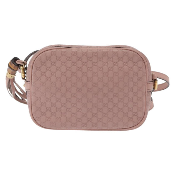 GUCCI Micro GG Canvas Guccissima Bamboo Bag Leather Pink Gold 309538 Auth ka845V