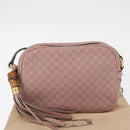 GUCCI Micro GG Canvas Guccissima Bamboo Bag Leather Pink Gold 309538 Auth ka845V-12