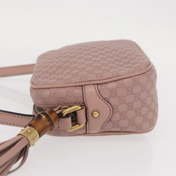 GUCCI Micro GG Canvas Guccissima Bamboo Bag Leather Pink Gold 309538 Auth ka845V