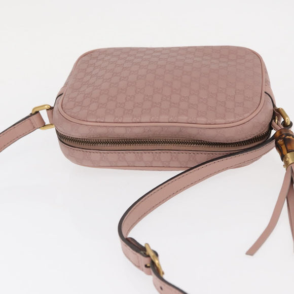 GUCCI Micro GG Canvas Guccissima Bamboo Bag Leather Pink Gold 309538 Auth ka845V