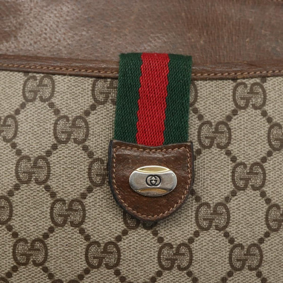 GUCCI GG Supreme Web Sherry Line Bag PVC Beige Gold 904 02 026 Auth ka846