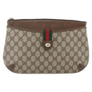 GUCCI GG Supreme Web Sherry Line Bag PVC Beige Gold 904 02 026 Auth ka846-13