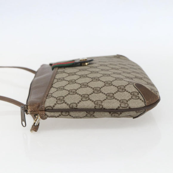 GUCCI GG Supreme Web Sherry Line Bag PVC Beige Gold 904 02 026 Auth ka846