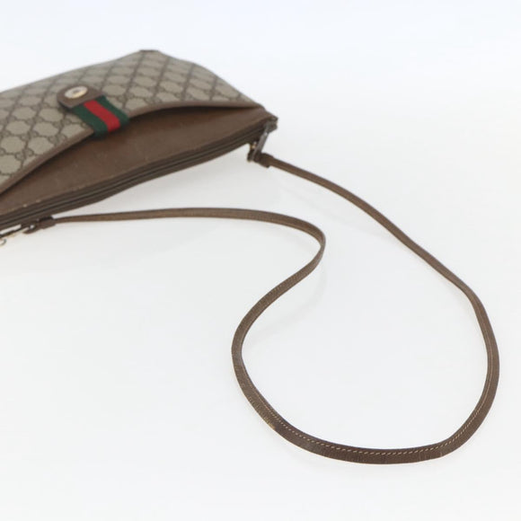 GUCCI GG Supreme Web Sherry Line Bag PVC Beige Gold 904 02 026 Auth ka846