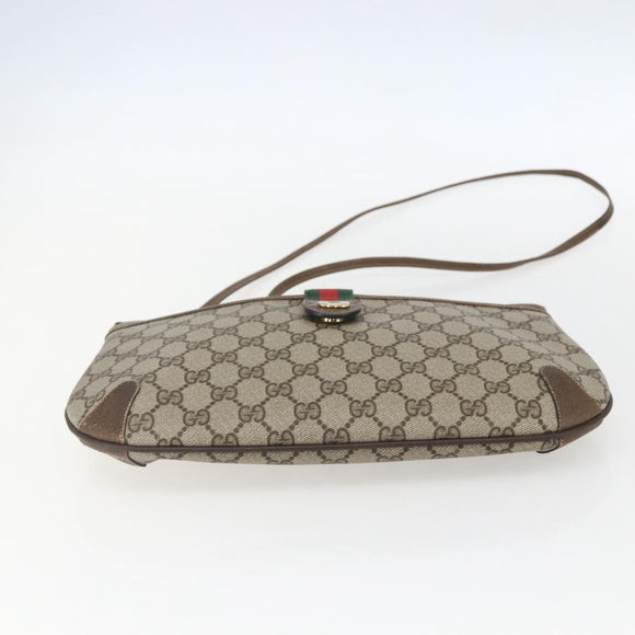 GUCCI GG Supreme Web Sherry Line Bag PVC Beige Gold 904 02 026 Auth ka846