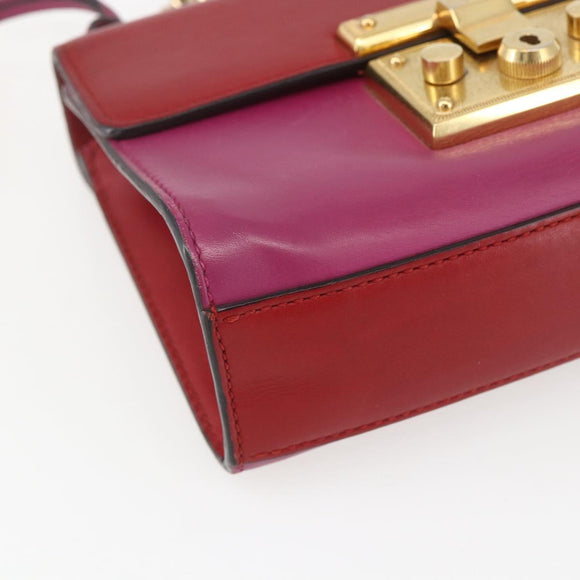 GUCCI Shoulder Bag Leather Red Gold 409487 Auth ka847