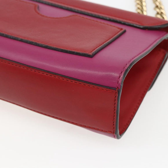 GUCCI Shoulder Bag Leather Red Gold 409487 Auth ka847