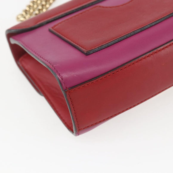 GUCCI Shoulder Bag Leather Red Gold 409487 Auth ka847