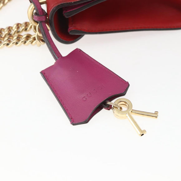 GUCCI Shoulder Bag Leather Red Gold 409487 Auth ka847