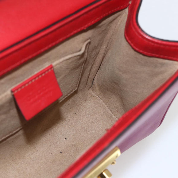 GUCCI Shoulder Bag Leather Red Gold 409487 Auth ka847