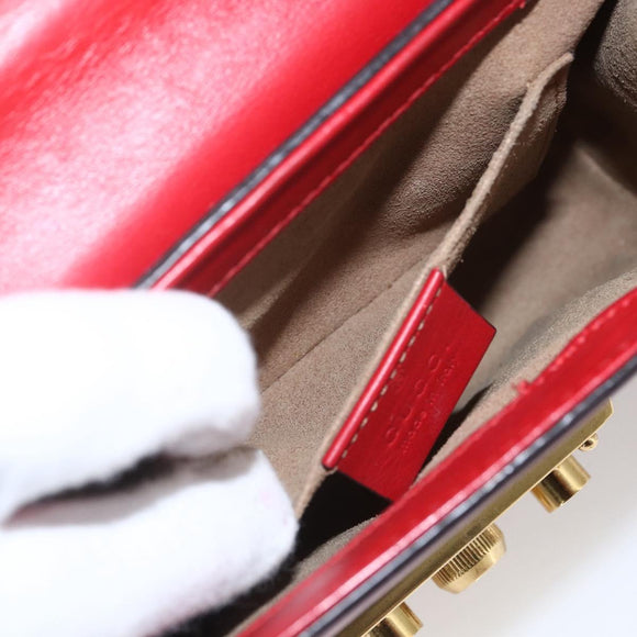 GUCCI Shoulder Bag Leather Red Gold 409487 Auth ka847