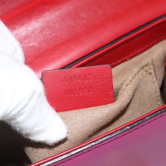 GUCCI Shoulder Bag Leather Red Gold 409487 Auth ka847