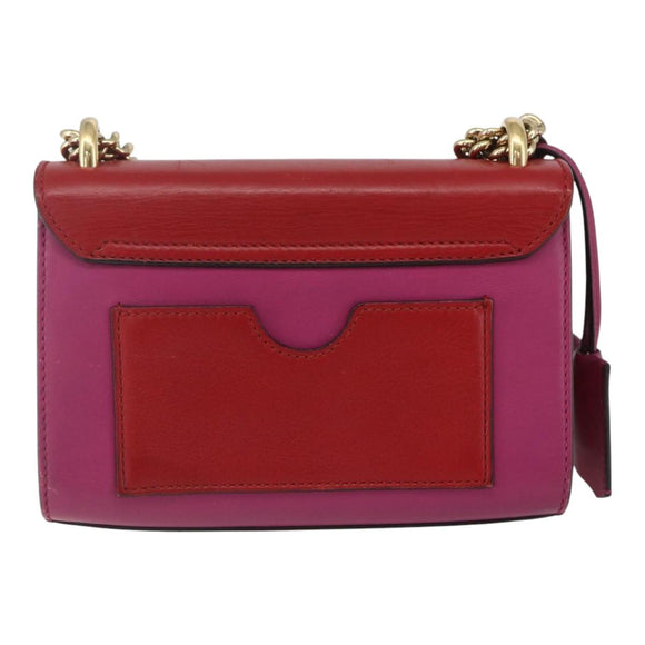 GUCCI Shoulder Bag Leather Red Gold 409487 Auth ka847