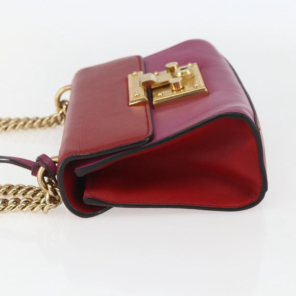 GUCCI Shoulder Bag Leather Red Gold 409487 Auth ka847