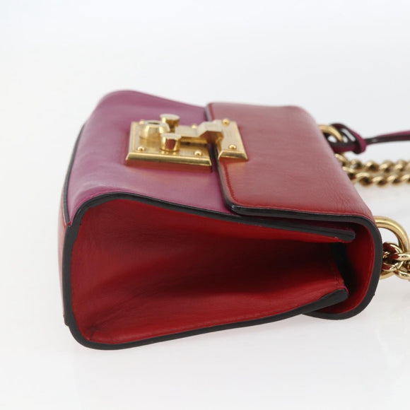 GUCCI Shoulder Bag Leather Red Gold 409487 Auth ka847