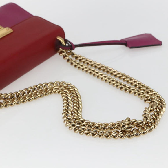 GUCCI Shoulder Bag Leather Red Gold 409487 Auth ka847