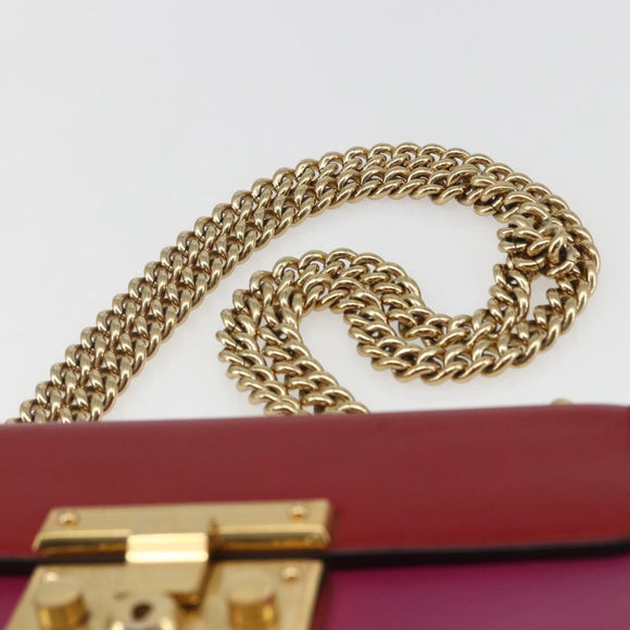 GUCCI Shoulder Bag Leather Red Gold 409487 Auth ka847