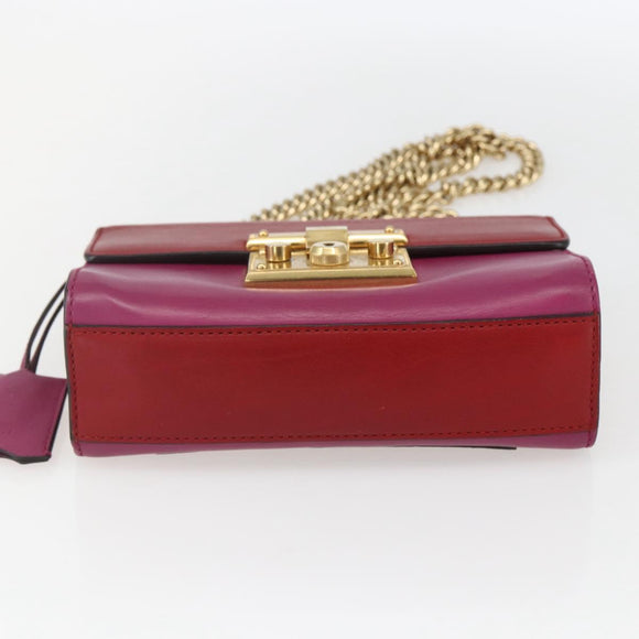 GUCCI Shoulder Bag Leather Red Gold 409487 Auth ka847