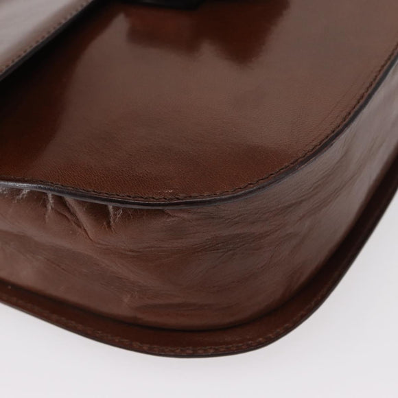 PRADA Hand Bag Leather Brown Auth ka855