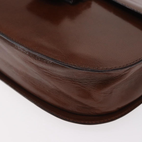 PRADA Hand Bag Leather Brown Auth ka855