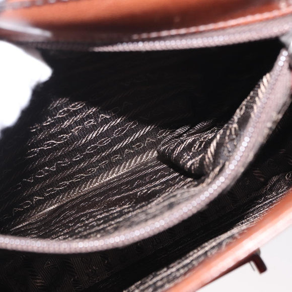 PRADA Hand Bag Leather Brown Auth ka855