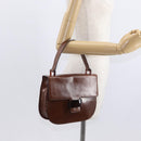 PRADA Hand Bag Leather Brown Auth ka855-24