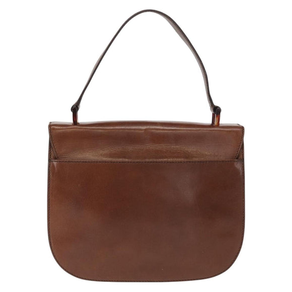 PRADA Hand Bag Leather Brown Auth ka855