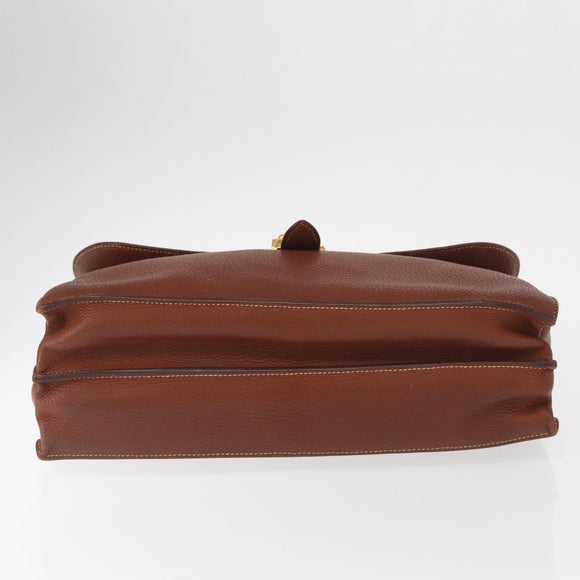HERMES Sac Adepeche 38 Business Bag Leather Brown Auth ka858