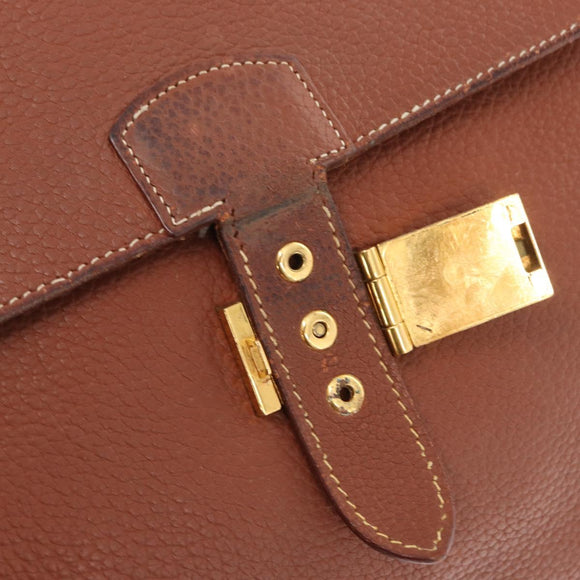 HERMES Sac Adepeche 38 Business Bag Leather Brown Auth ka858