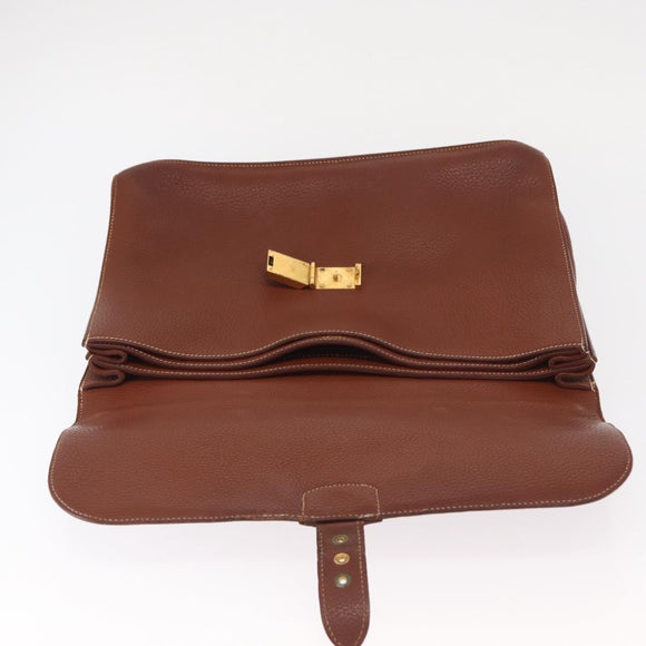 HERMES Sac Adepeche 38 Business Bag Leather Brown Auth ka858