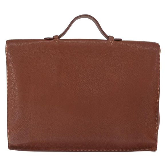 HERMES Sac Adepeche 38 Business Bag Leather Brown Auth ka858